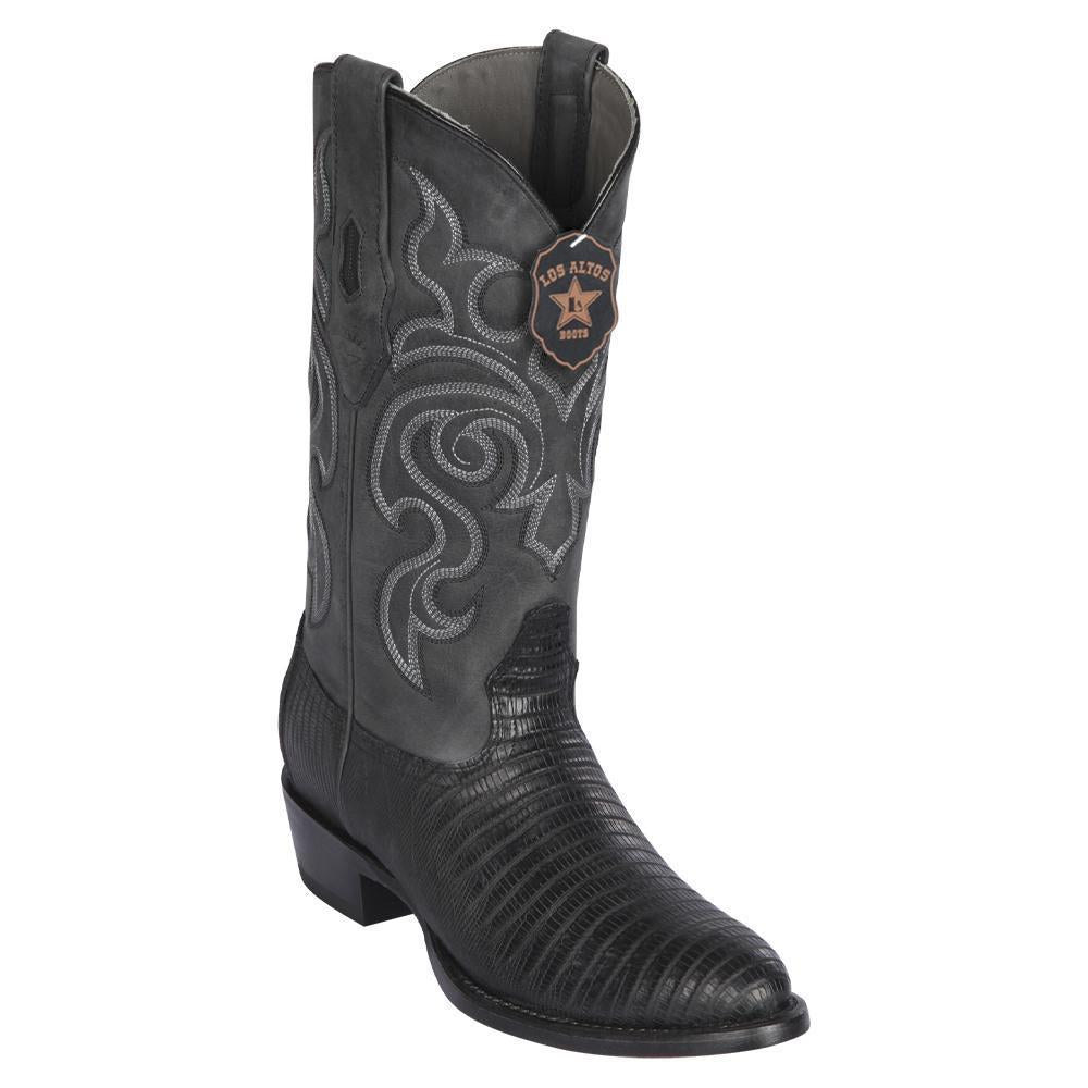 Los Altos Boots Mens #65G0705 Round Toe | Genuine Teju Lizard Boots Handcrafted | Color Black image 0