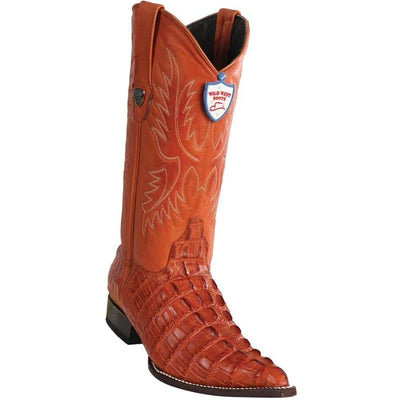 WILD WEST BOOTS #6950103 MEN'S | COLOR COGNAC | MEN’S WILD WEST CAIMAN TAIL PRINT BOOTS 3X TOE HANDCRAFTED image 0