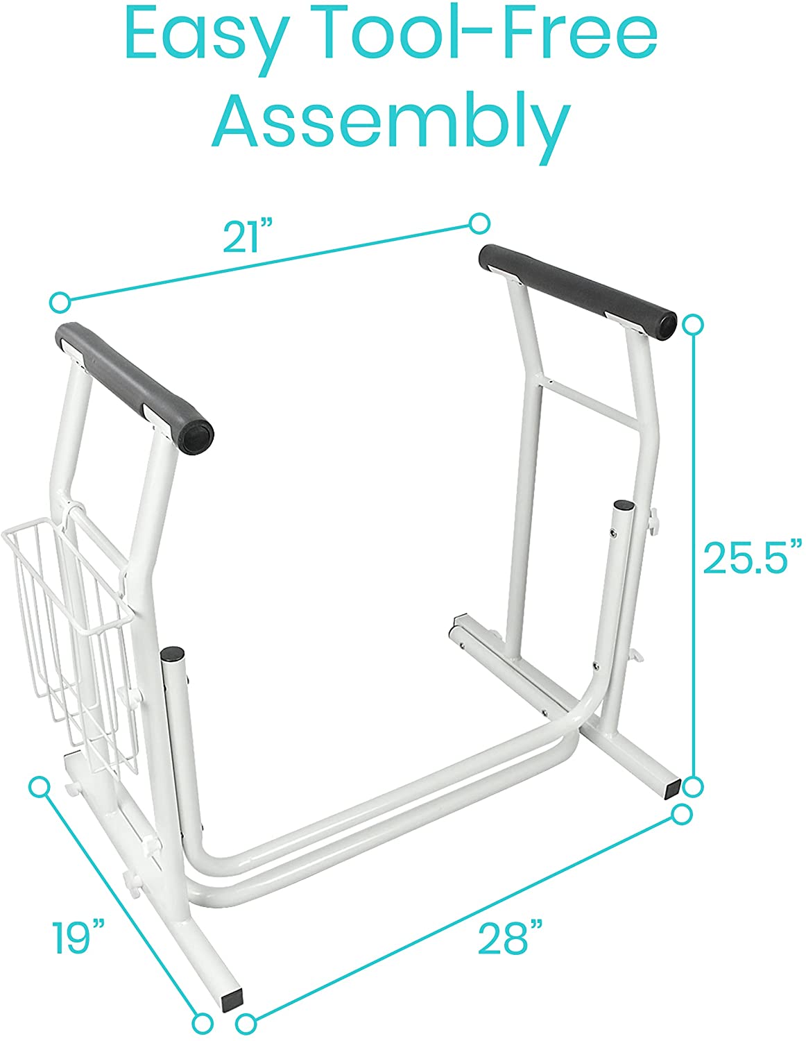 Vive Stand Alone Toilet Rail - Medical Bathroom Safety Assist Frame with Support Grab Bar Handles & Railings for Elderly, Senior, Handicap & Disabled - Freestanding Commode Stability Handrails image 4
