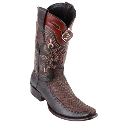 MEN'S KING EXOTIC PYTHON BOOTS WITH DEER DUBAI TOE HANDCRAFTED BROWN (479FN5707) image 0