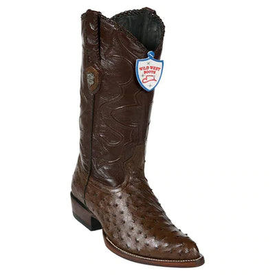 WEST BOOTS #2990307 MEN'S | COLOR BROWN | MEN'S WILD WEST FULL QUILL OSTRICH J TOE BOOTS HANDCRAFTED image 0
