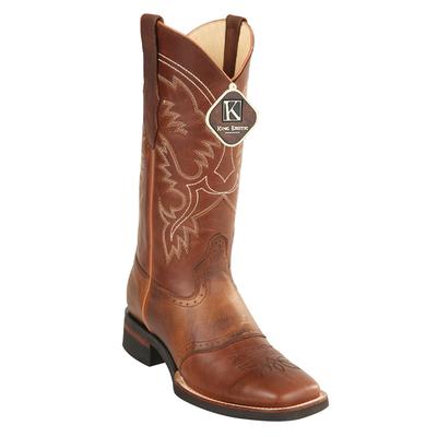 MEN'S KING EXOTIC BOOTS GENUINE LEATHER WITH SADDLE VAMP HANDCRAFTED BROWN & HONEY (48233807) image 0