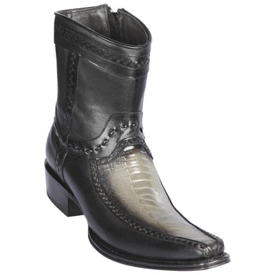 LOS ALTOS BOOTS MENS #76BF0338 LOW SHAFT EUROPEAN SQUARE TOE | GENUINE OSTRICH AND DEER BOOTS | COLOR FADED GRAY image 0