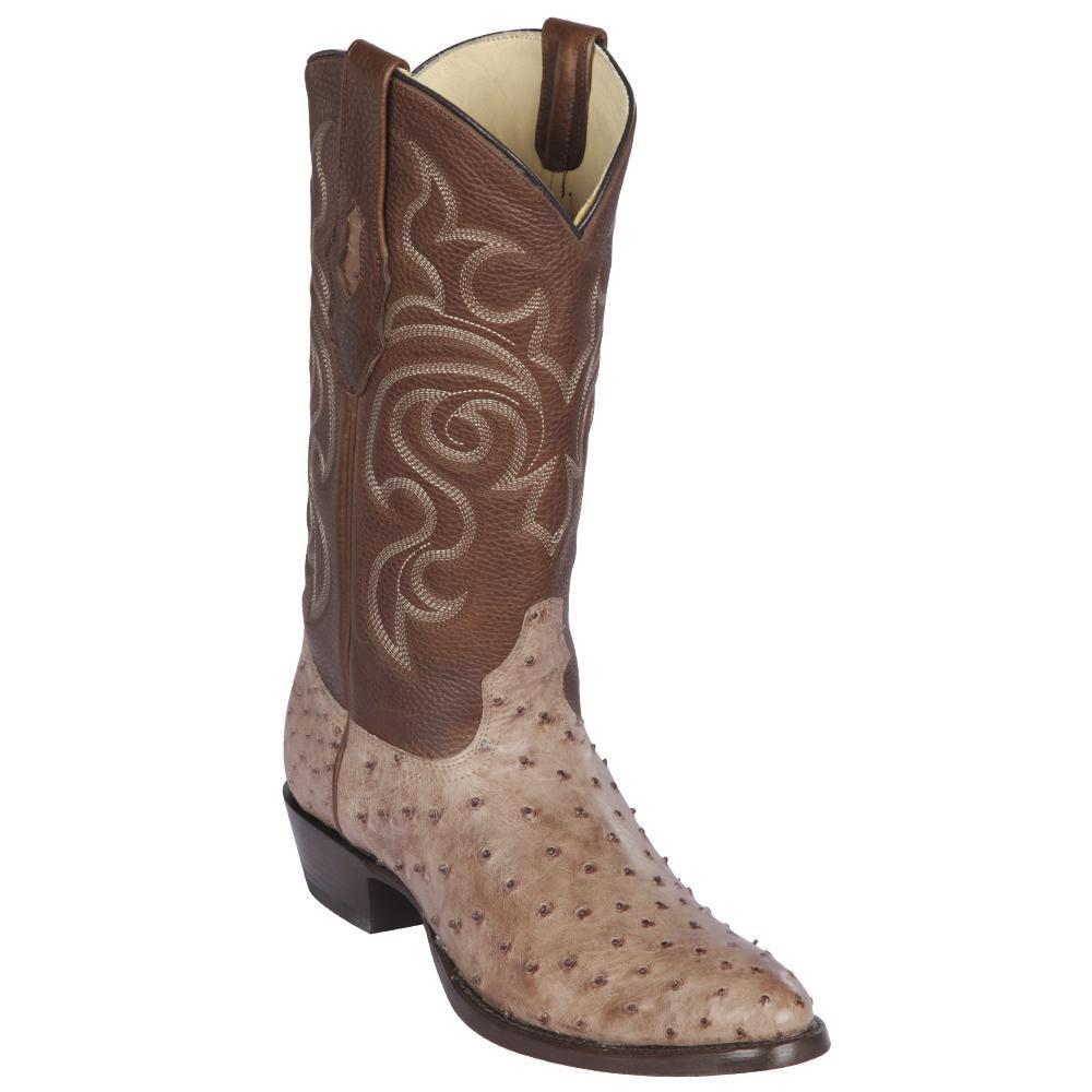Los Altos Boots Mens #650372 Round Toe | Genuine Full Quill Ostrich Boots Handmade | Color Moka image 0