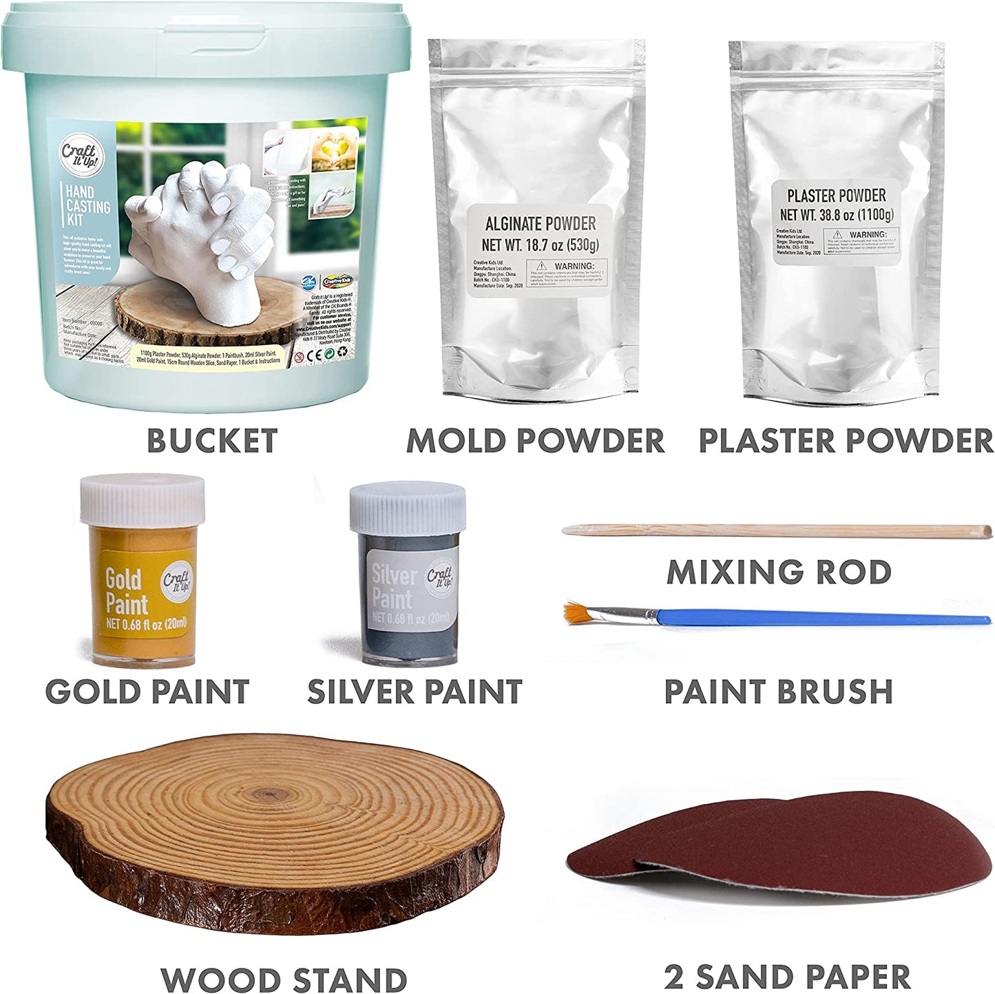 Hand Casting Kit by Craft It Up! DIY Plaster Molding Sculpture Kit, Hand Holding Craft for Adults Couples Romantic Activity Set, Baby Shower, Anniversary, Wedding Gift - Baby Hand Feet Mold Keepsake image 6
