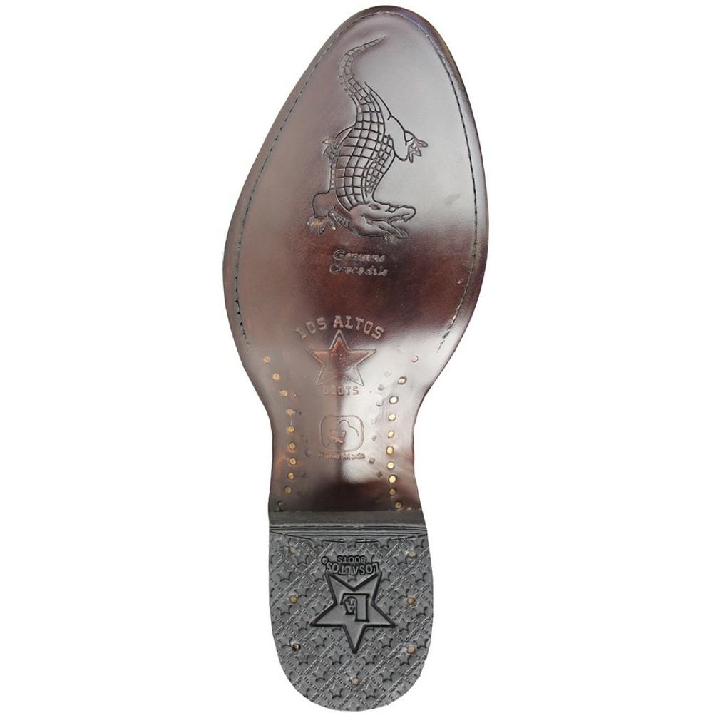 Los Altos Boots Mens #650207 Round Toe | Genuine Caiman Hornback Boots Handcrafted | Color Brown image 1