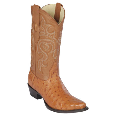 LOS ALTOS BOOTS MENS #940351 SNIP TOE | GENUINE FULL QUILL OSTRICH BOOTS | COLOR HONEY image 0