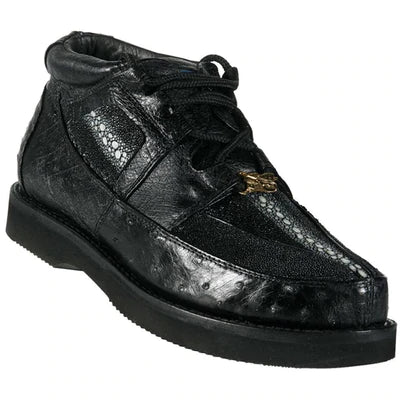 WILD WEST BOOTS #2ZA051105 MEN'S | COLOR BLACK | MEN'S WILD WEST STINGRAY WITH OSTRICH CASUAL SHOES HANDCRAFTED image 0