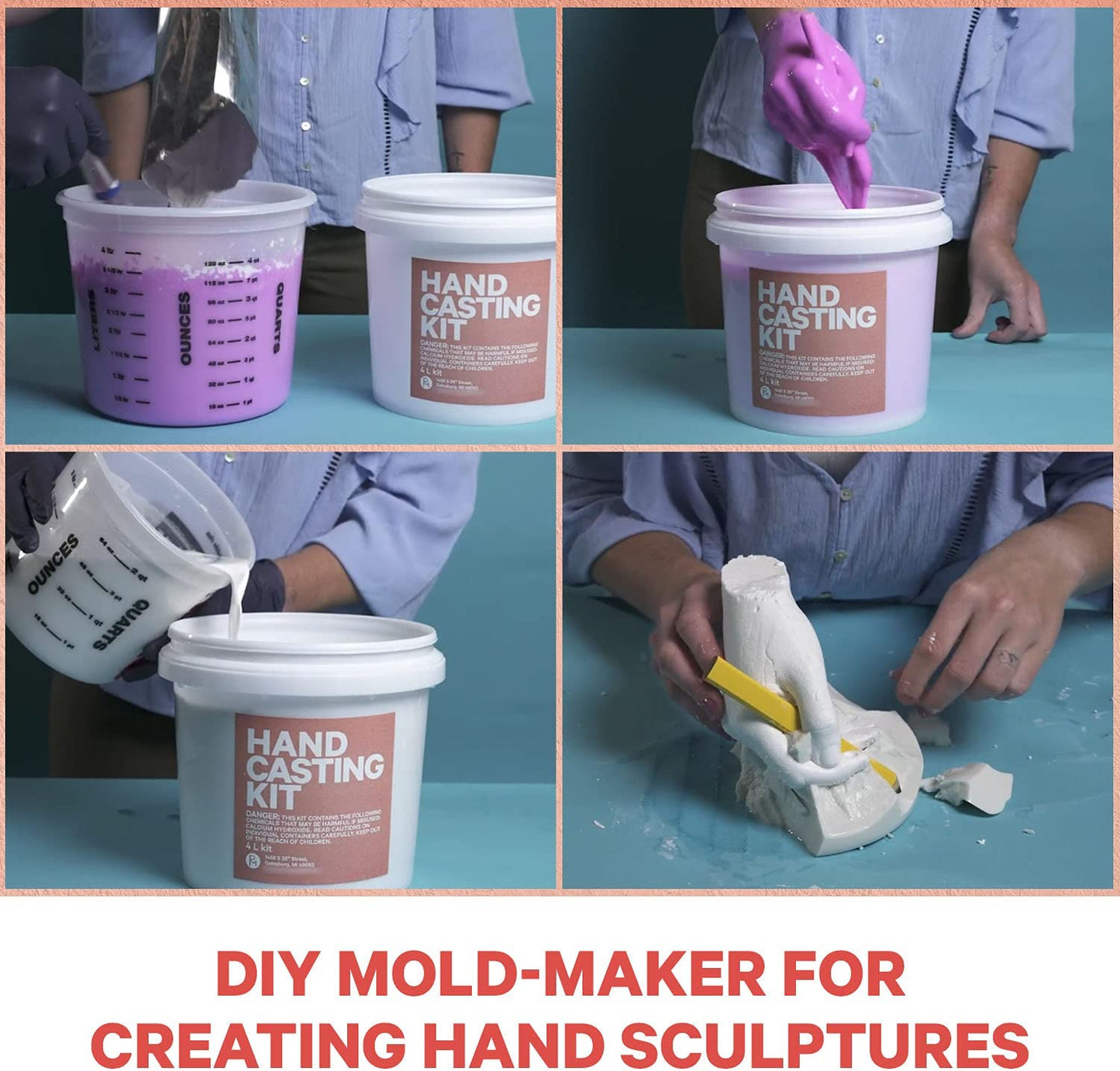 Pro Marine Hand Casting Kit (4-Liter Kit) | DIY Mold-Maker for Creating Hand Sculptures | Unique Arts and Crafts Gift | for Couples, Weddings, Anniversaries, and Family Keepsakes image 5