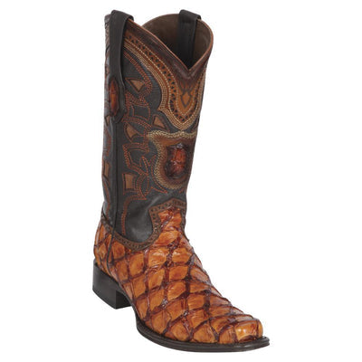 LOS ALTOS BOOTS MENS #761003 EUROPEAN SQUARE TOE | GENUINE PIRARUCU LEATHER BOOTS | COLOR COGNAC image 0