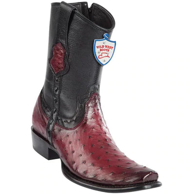 WILD WEST BOOTS #279B0343 MEN'S | COLOR FADED BURGUNDY | MEN’S WILD WEST OSTRICH BOOTS DUBAI TOE HANDCRAFTED image 0