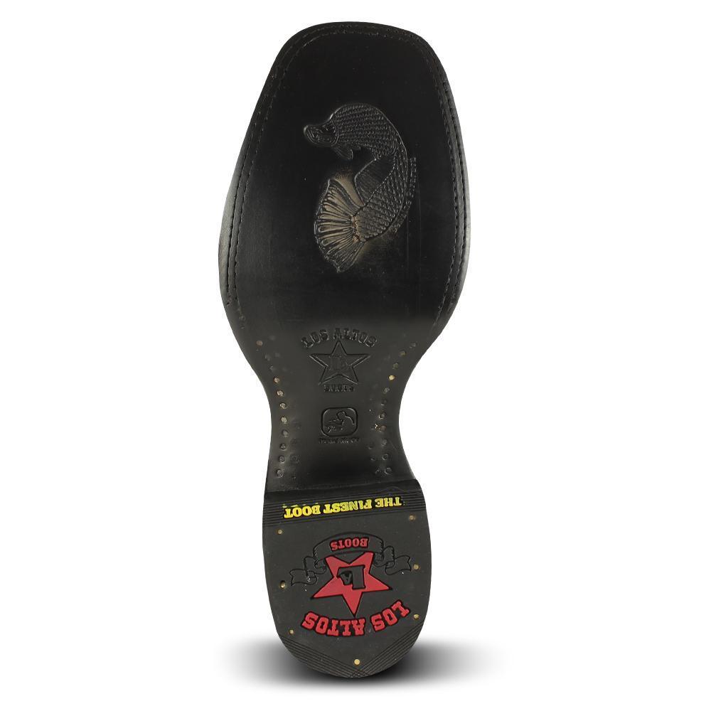 Los Altos Boots Mens #8221009 Wide Square Toe | Genuine Pirarucu Fish Boots | Color Gray image 3