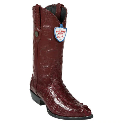 WILD WEST BOOTS #2990106 MEN'S | COLOR BURGUNDY | MEN'S WILD WEST CAIMAN TAIL J TOE BOOTS HANDCRAFTED image 0