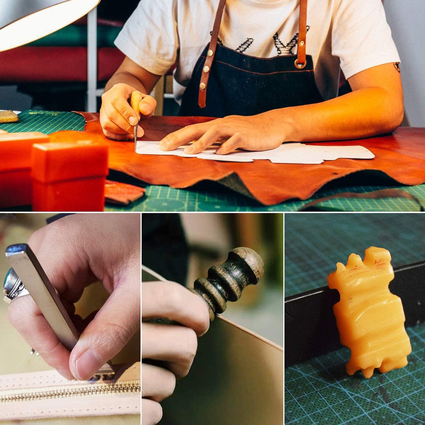 Leather Tools Set and Supplies, ETEPON Leather Sewing Tools, Leather Working Kits Supplies with Leather Tool Box Prong Punch Edge Beveler, Wax Threads Needles, Perfect for Stitching Punching Cutting image 6