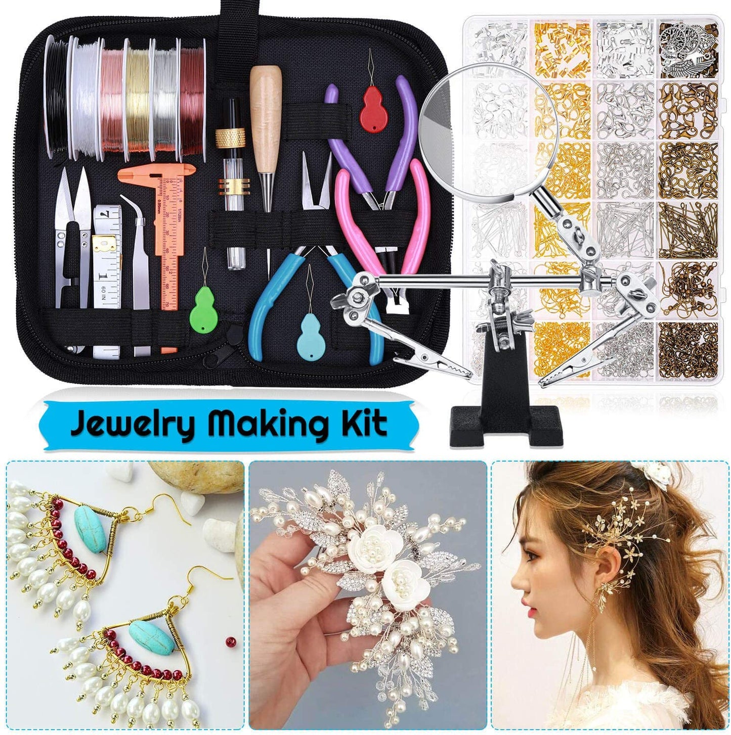 Jewelry Making Supplies, Shynek 1597pcs Jewelry Kit with Jewelry Pliers Tools Jewelry Wire and Jewelry Accessories for Earrings, Necklaces, Bracelets Jewelry Making and Repair image 7