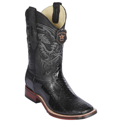 LOS ALTOS BOOTS MENS #8260505 WIDE SQUARE TOE | GENUINE OSTRICH LEG LEATHER BOOTS | COLOR BLACK image 0