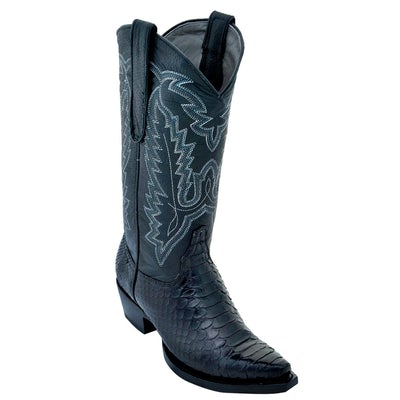 LOS ALTOS BOOTS WOMENS PYTHON BOOTS HANDCRAFTED SNIP TOE PROFILE | COLOR BLACK (345705) image 0