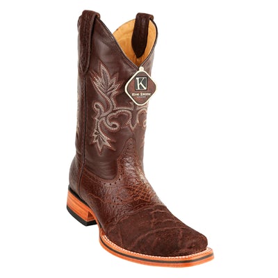 MEN'S KING EXOTIC ELEPHANT SKIN BOOTS WITH SADDLE SQUARE TOE HANDCRAFTED BROWN (48177007) image 0