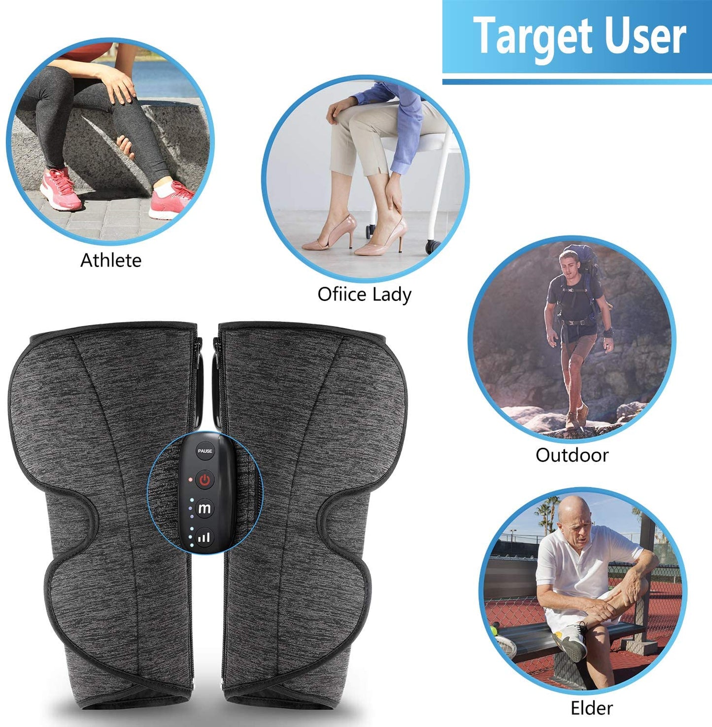 CINCOM Rechargeable Leg Massager, Wireless Air Compression Calf Massager for Circulation and Muscles Relaxation (A Pair) image 6