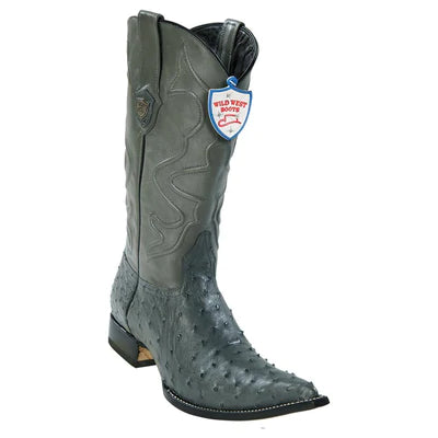 WILD WEST BOOTS #2950309 MEN'S | COLOR GRAY | MEN'S WILD WEST FULL QUILL OSTRICH 3X TOE BOOTS HANDCRAFTED image 0