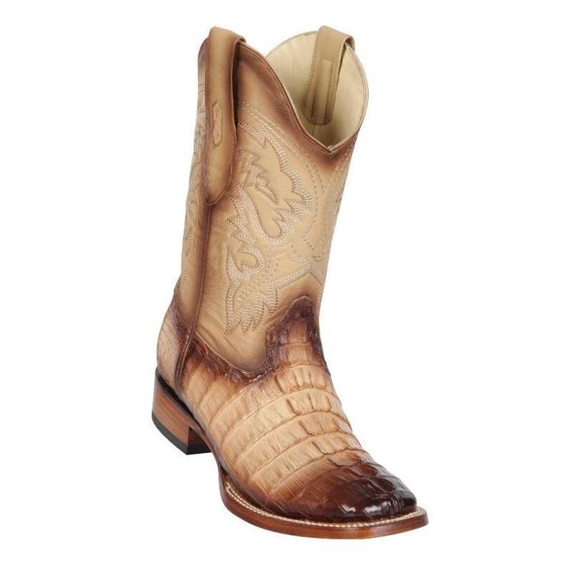 Los Altos Boots Mens #8220115 Wide Square Toe | Genuine Caiman Tail Boots | Color Faded Oryx image 0