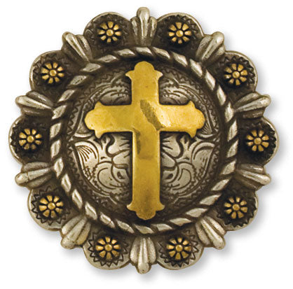 Tandy Leather Roped Berry Round Conchos with Center Motif #7430 - 7430-06 Cross image