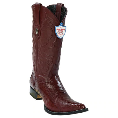 WILD WEST BOOTS #2950506 MEN'S | COLOR BURGUNDY | MEN'S WILD WEST OSTRICH LEG 3X TOE BOOTS HANDCRAFTED image 0
