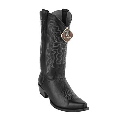 MEN'S KING EXOTIC SNIP TOE GRISLY LEATHER BOOTS HANDMADE BLACK (4942705) image 0