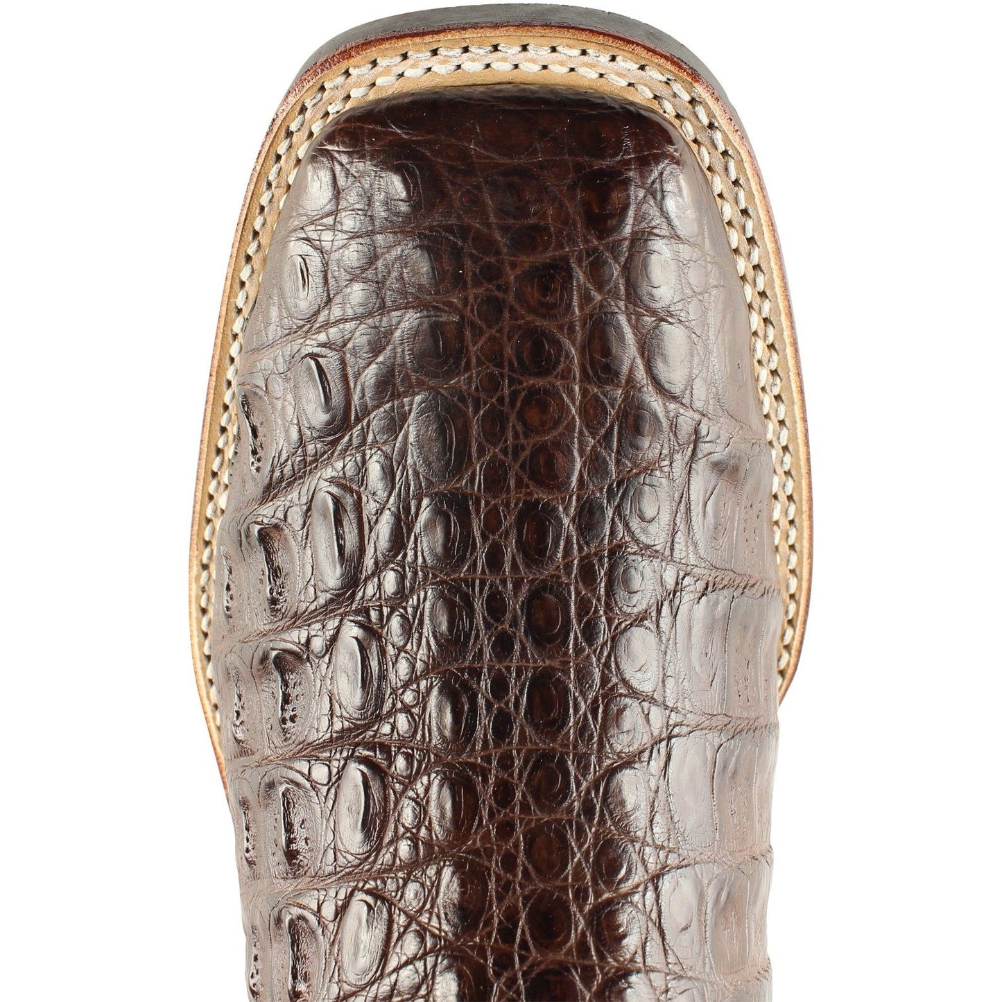 Los Altos Boots Mens #826A1807 Wide Square Toe | Genuine Caiman Flank Leather Boots | Color Brown image 1