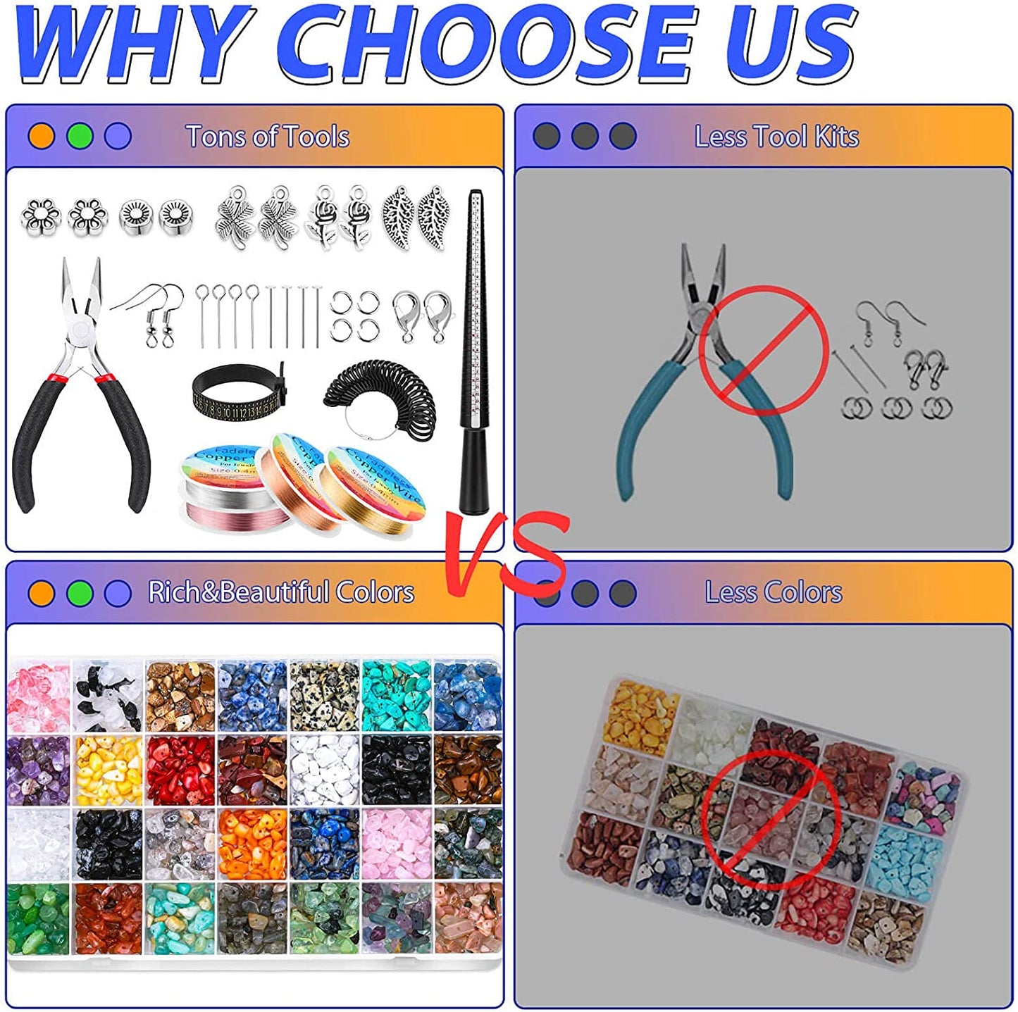 Ring Making Kit, 1718Pcs Jewelry Making Kit with 28 Colors Crystal Gemstone Chip Beads, Ring Sizer Tools, Jewelry Wire, Jewelry Pliers and Other Jewelry Ring Making Supplies image 6