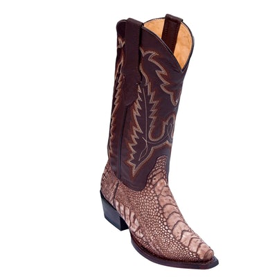 WOMEN'S LOS ALTOS SNIP TOE OSTRICH LEG BOOTS HANDCRAFTED | SANDED BROWN (340535) image 0