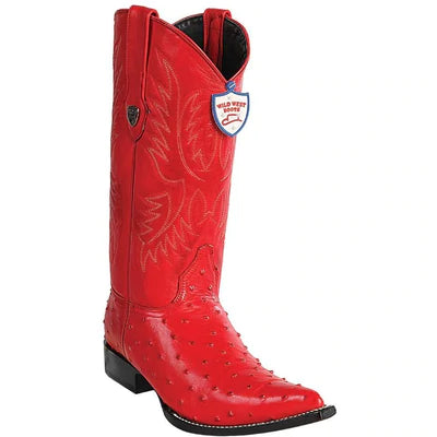 WILD WEST BOOTS #6950312 MEN'S | COLOR RED | MEN’S WILD WEST OSTRICH PRINT BOOTS 3X TOE HANDCRAFTED image 0