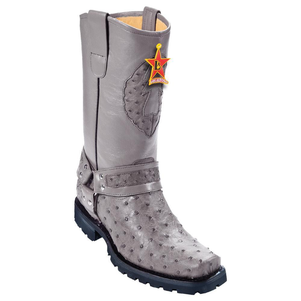 Los Altos Boots Mens #55T1205 Biker Boot | Genuine Single Stone Stingray Leather Boots | Color Black image 0