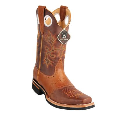 MEN'S KING EXOTIC BOOTS GENUINE LEATHER WITH SADDLE VAMP HANDCRAFTED BROWN & HONEY (48113807-2) image 0