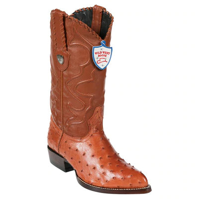 WEST BOOTS #2990303 MEN'S | COLOR COGNAC | MEN'S WILD WEST FULL QUILL OSTRICH J TOE BOOTS HANDCRAFTED image 0