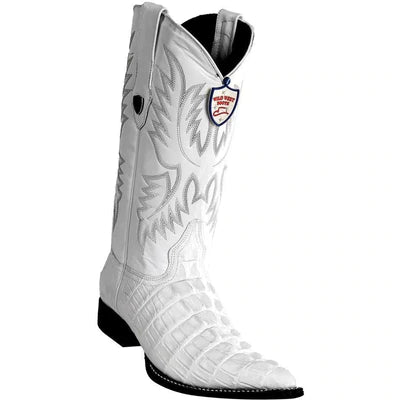 WILD WEST BOOTS #6950128 MEN'S | COLOR WHITE| MEN’S WILD WEST CAIMAN TAIL PRINT BOOTS 3X TOE HANDCRAFTED image 0