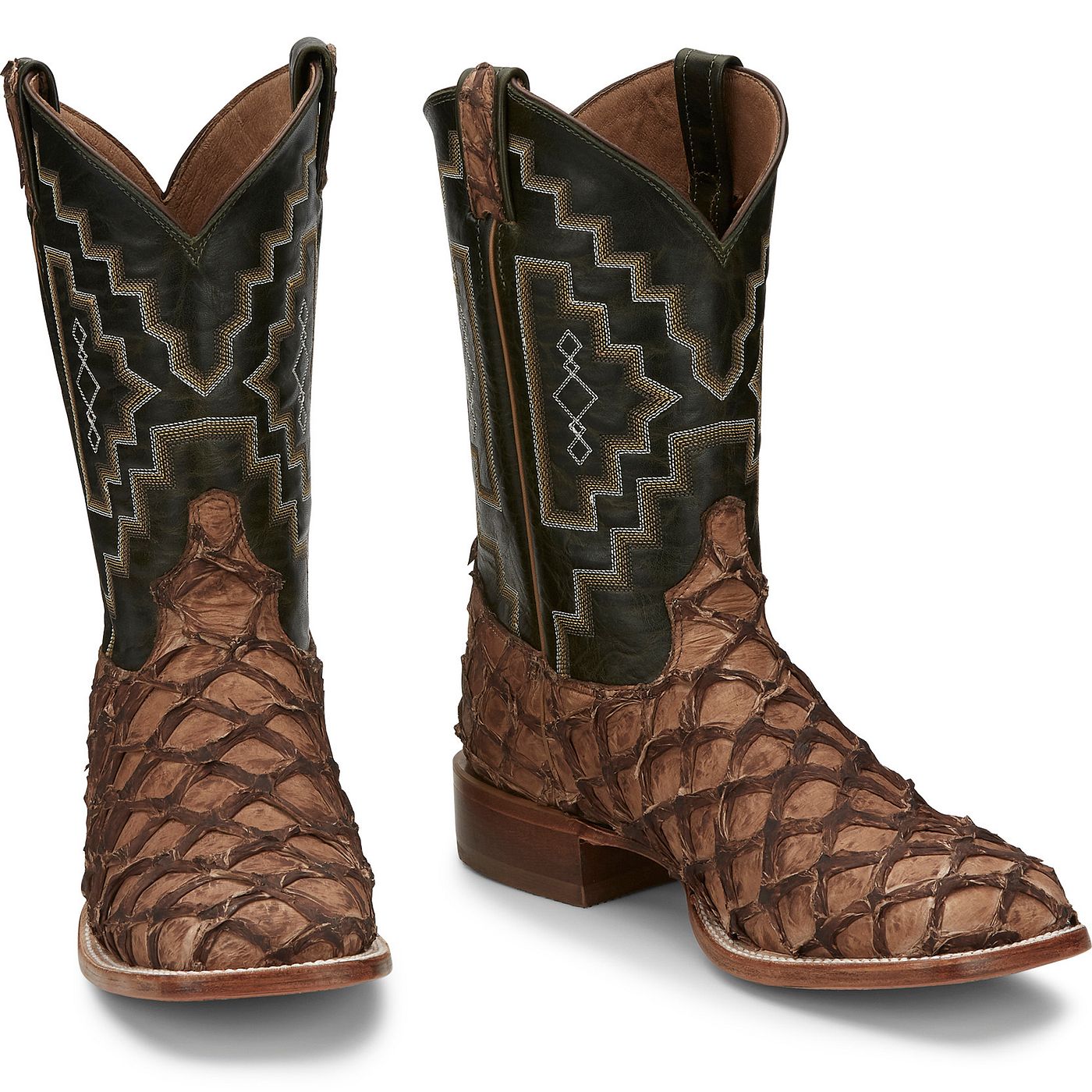 Tony Lama Men's 11" Leviathan Pirarucu Western Boot Chocolate (6082)