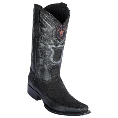 LOS ALTOS BOOTS MENS #76FN5705 EUROPEAN SQUARE TOE | GENUINE PYTHON AND DEER BOOTS | COLOR SUEDE BLACK image 0