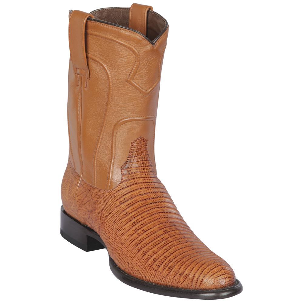 Los Altos Boots Mens #690751 Roper Style | Genuine Lizard Skin Boots Handcrafted | Color Honey image 0