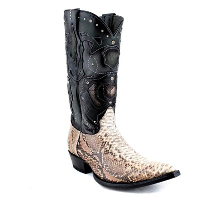MEN'S KING EXOTIC BOOTS PYTHON BOOTS 3X TOE HANDCRAFTED (495VF5749) image 0