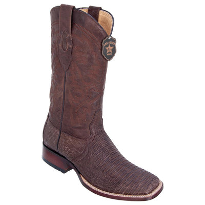 LOS ALTOS BOOTS MENS #8220735 WIDE SQUARE TOE | GENUINE TEJU LIZARD LEATHER BOOTS | COLOR SANDED BROWN image 0