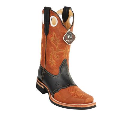 MEN'S KING EXOTIC BOOTS GENUINE LEATHER WITH SADDLE VAMP HANDCRAFTED HONEY & BLACK (48112751-2) image 0