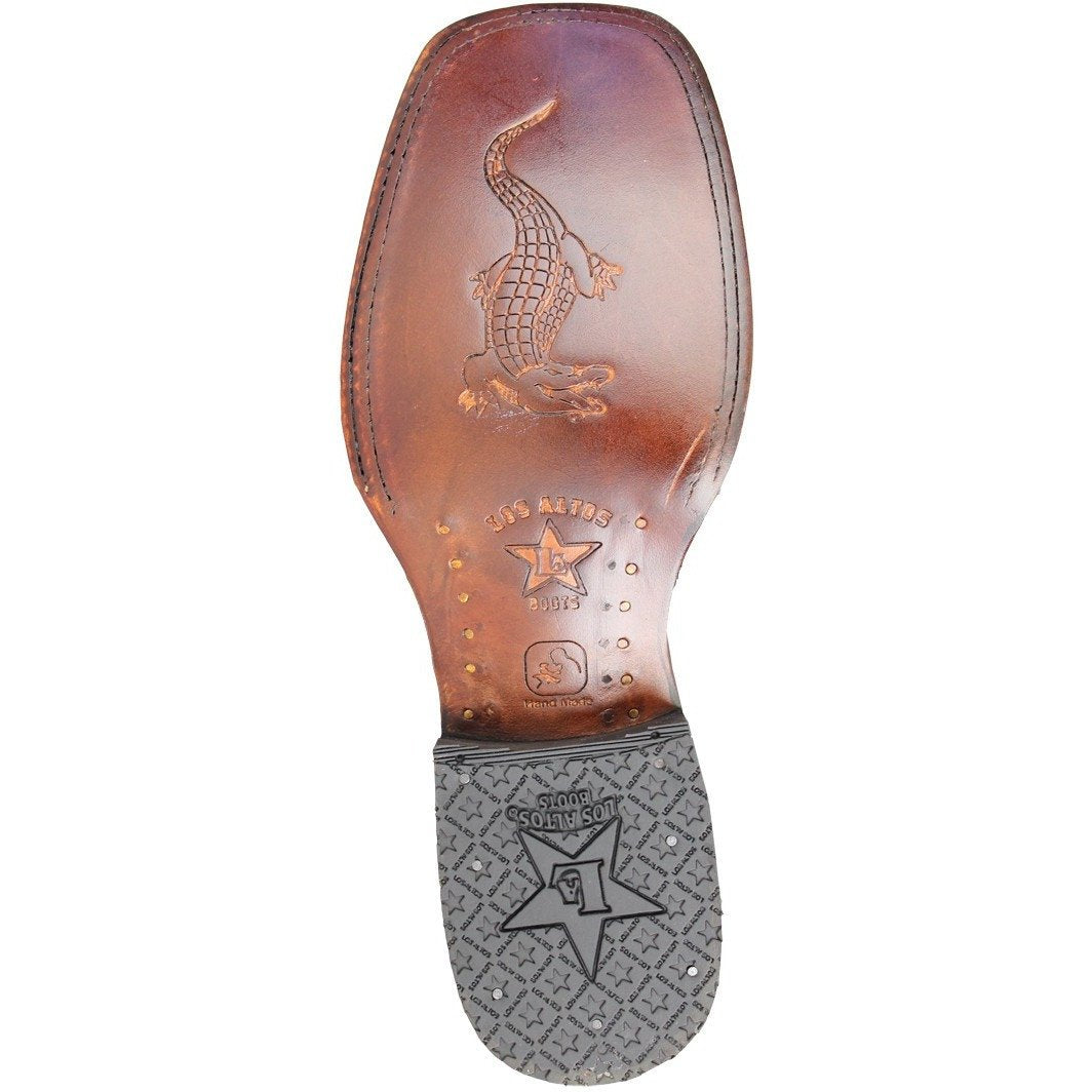 Los Altos Boots Mens #8220218 Wide Square Toe | Genuine caiman hornback Leather Boots | Color Black Cherry image 1