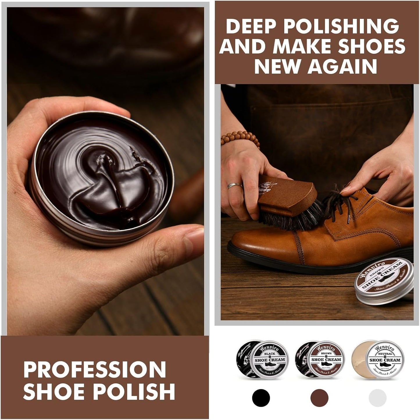 Henviro Leather Shoe Polish Care Kit — Complete Shine Set
