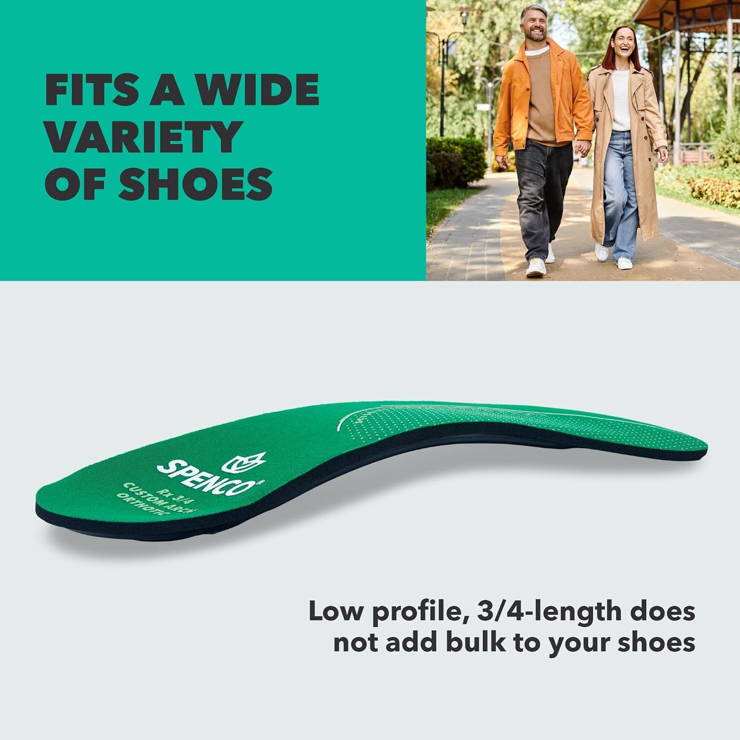 Spenco Rx Orthotic Arch Support 3/4 Length — Women's 9–10.5 / Men's 8–9.5