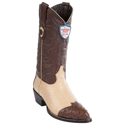 WEST BOOTS #2990467 MEN'S | COLOR ORYX & BROWN | MEN'S WILD WEST OSTRICH WINGTIP COWBOY BOOTS HANDCRAFTED image 0