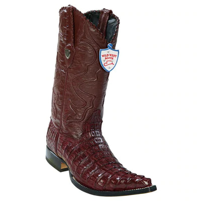 WILD WEST BOOTS #2950106 MEN'S | COLOR BURGUNDY | MEN'S WILD WEST CAIMAN TAIL 3X TOE BOOTS HANDCRAFTED image 0