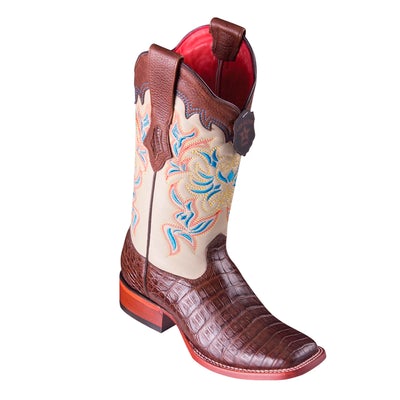 WOMEN’S LOS ALTOS CAIMAN BELLY BOOTS WIDE SQUARE TOE HANDCRAFTED | COLOR BROWN (3228207) image 0