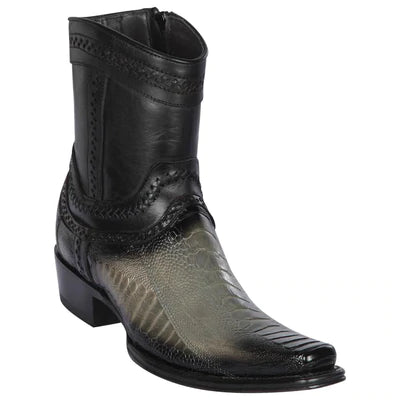 LOS ALTOS BOOTS MENS #76B0538 LOW SHAFT EUROPEAN SQUARE TOE | GENUINE OSTRICH LEG LEATHER BOOTS | COLOR FADED GRAY image 0