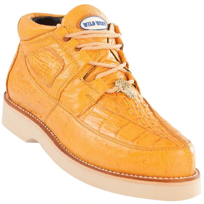 WILD WEST BOOTS #2ZA052802 MEN'S | COLOR BUTTERCUP | MEN'S WILD WEST CAIMAN WITH OSTRICH CASUAL SHOES HANDCRAFTED image 0